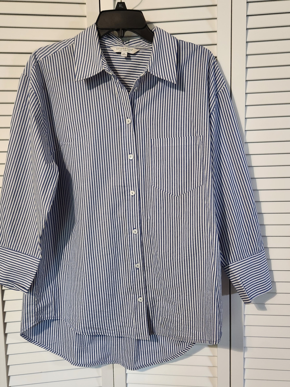 Liverpool Blue and White Striped Button-Down Shirt